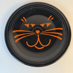 Vintage Fiesta Black Cat Orange Face 12inch Dinner Plate Halloween Fiestaware